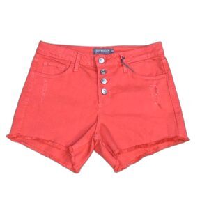 Just USA Myra Frayed Hem Button Fly Orange Shorts Size 28